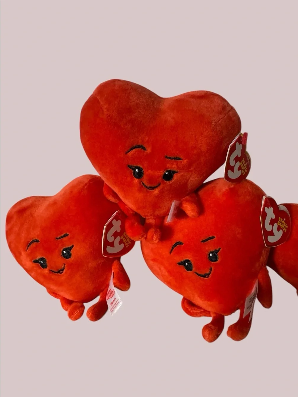 Lot of 6 Ty Beanie Babies The Emoji Movie “Heart” Red Plush 42299 w/ Tags